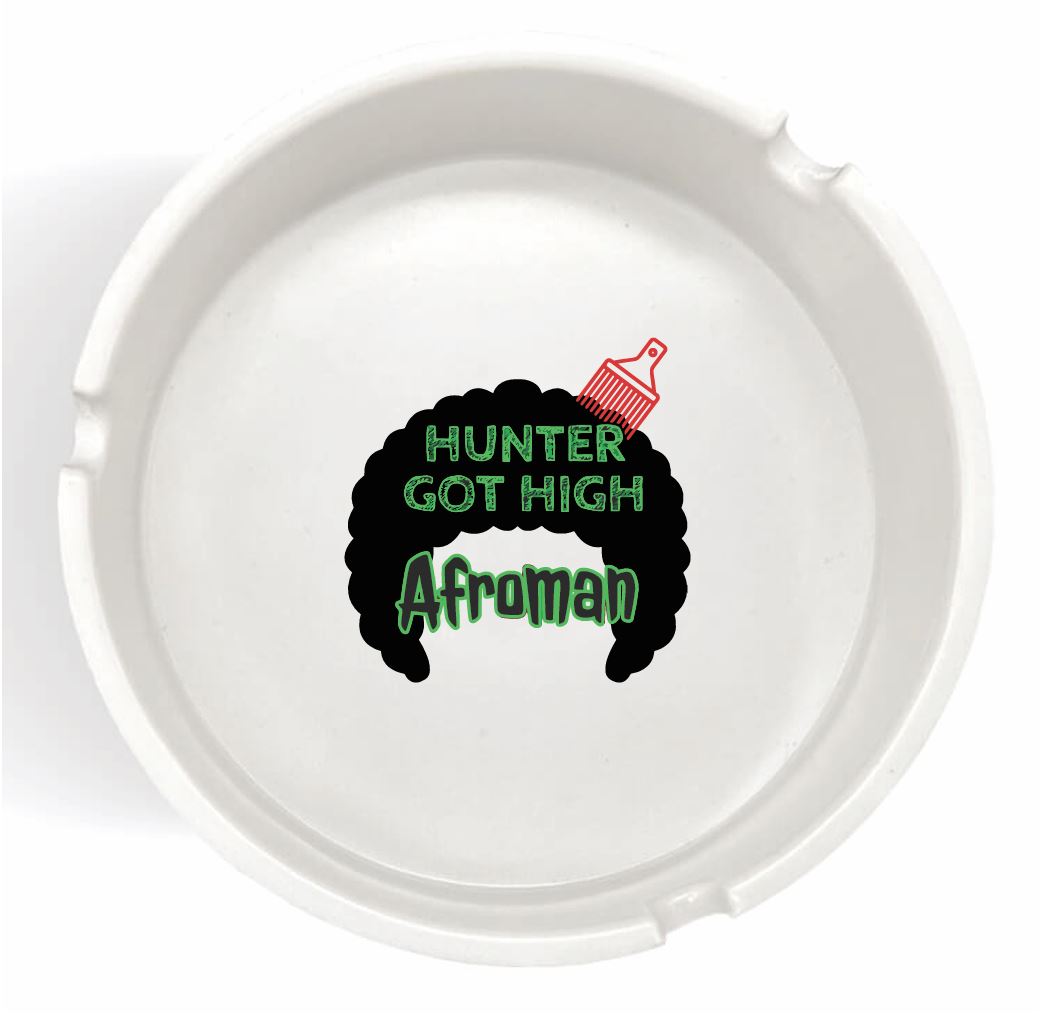 Hunter Got High White Glass Ashtray